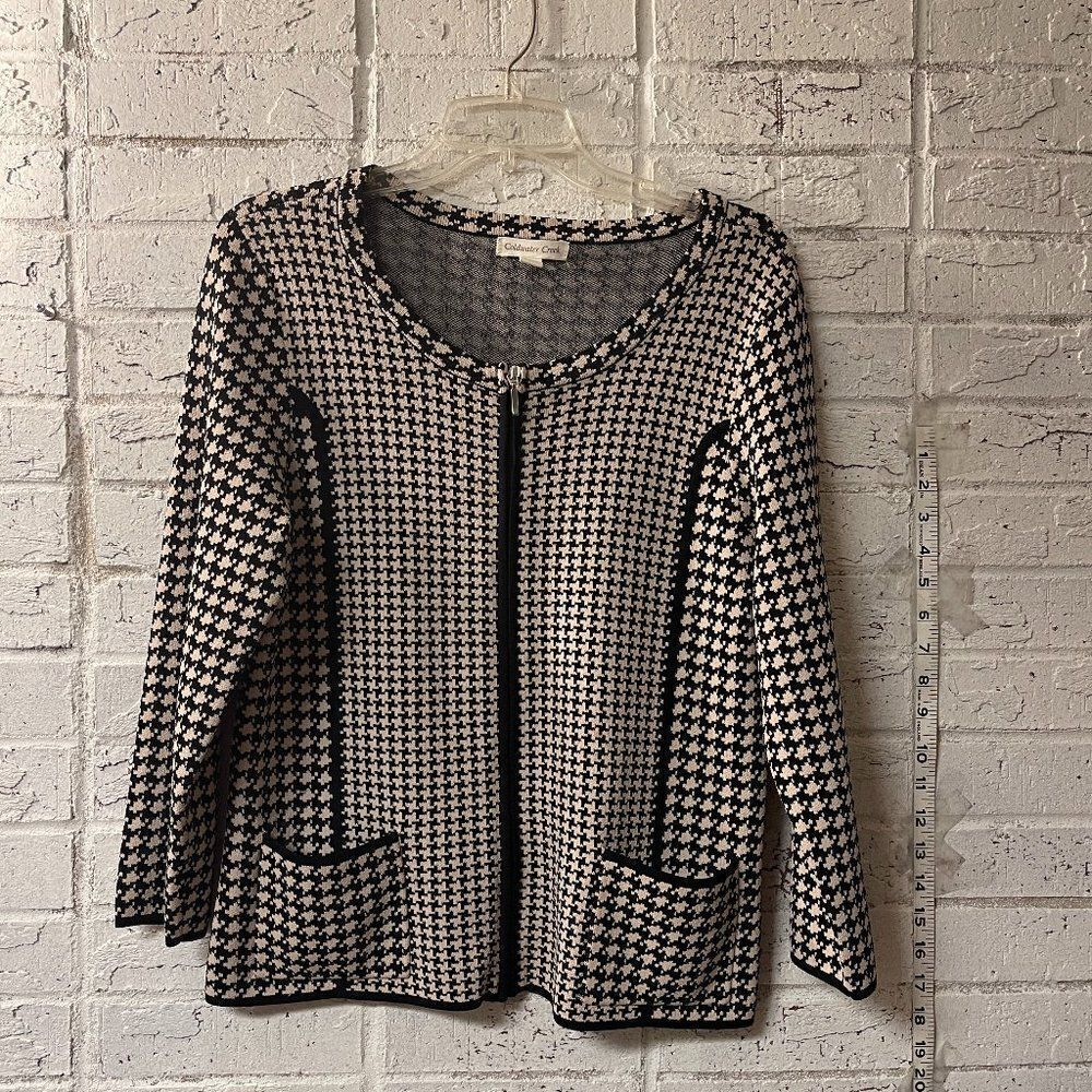 Coldwater Creek Houndstooth Zip Up Cardigan Plus Size Curvy 16